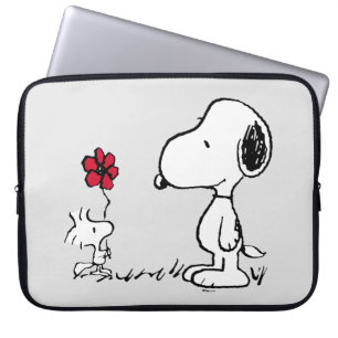 Peanuts   Snoopy & Woodstock Rood & Zwart Laptop Sleeve
