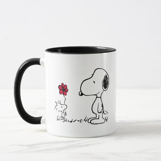 Peanuts | Snoopy & Woodstock Rood & Zwart Mok (Links)