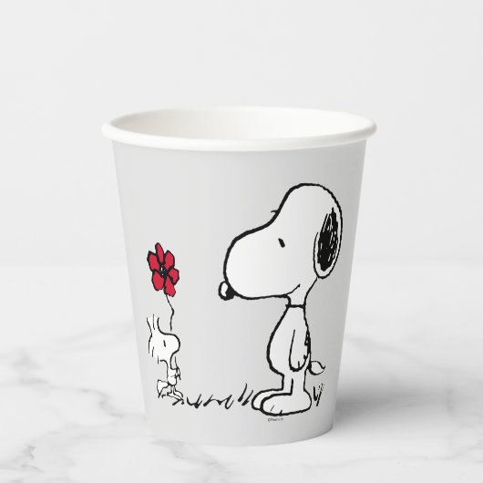Peanuts | Snoopy & Woodstock Rood & Zwart Papieren Bekers (Voorkant)