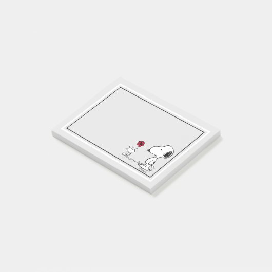 Peanuts | Snoopy & Woodstock Rood & Zwart Post-it® Notes (Schuin)