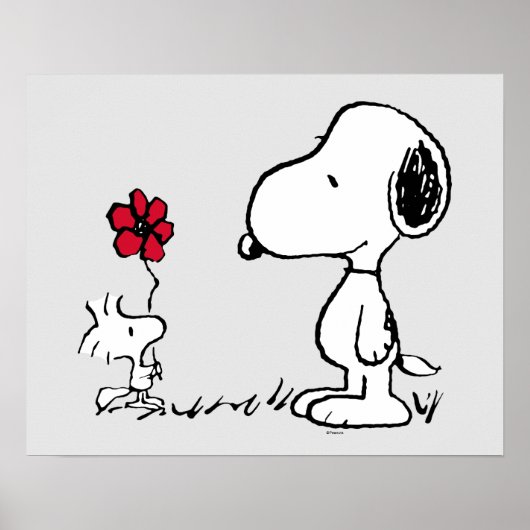 Peanuts | Snoopy & Woodstock Rood & Zwart Poster (Voorkant)