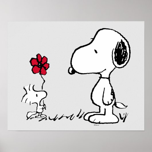 Peanuts | Snoopy & Woodstock Rood & Zwart Poster (Voorkant)