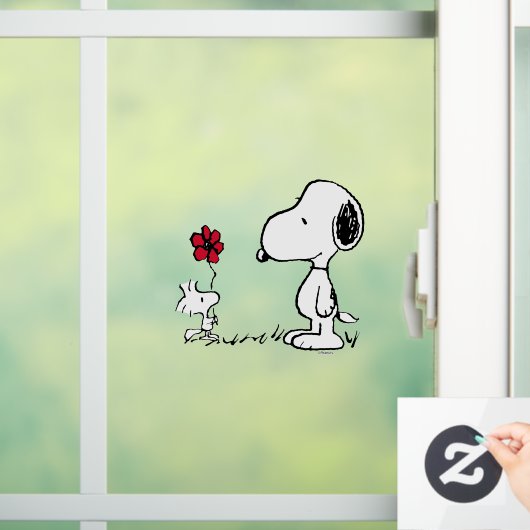 Peanuts | Snoopy & Woodstock Rood & Zwart Raamsticker (Huis)