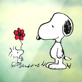 Peanuts | Snoopy & Woodstock Rood & Zwart Raamsticker (Vel 3)