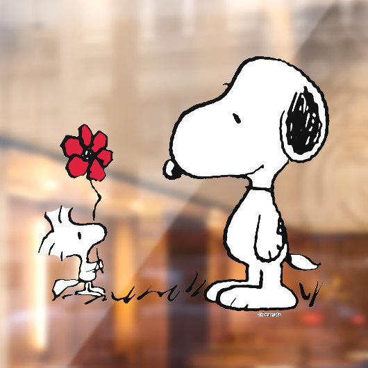 Peanuts | Snoopy & Woodstock Rood & Zwart Raamsticker (Vel 2)