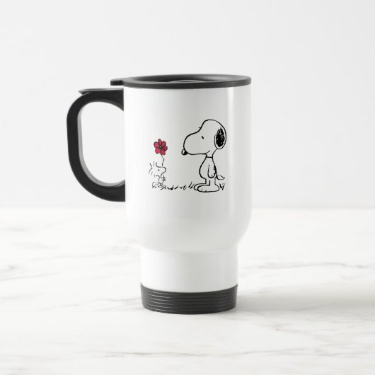 Peanuts | Snoopy & Woodstock Rood & Zwart Reisbeker (Links)