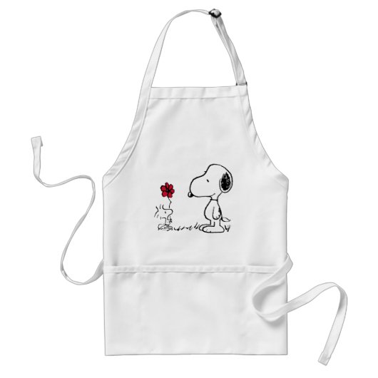 Peanuts | Snoopy & Woodstock Rood & Zwart Standaard Schort (Voorkant)