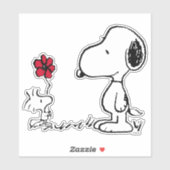Peanuts | Snoopy & Woodstock Rood & Zwart Sticker (Vel)
