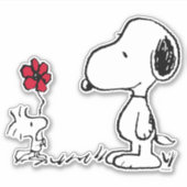 Peanuts | Snoopy & Woodstock Rood & Zwart Sticker (Voorkant)
