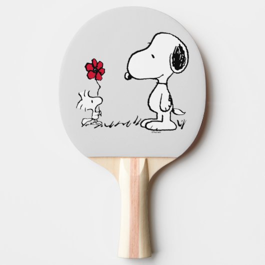 Peanuts | Snoopy & Woodstock Rood & Zwart Tafeltennisbatje (Voorkant)