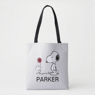 Peanuts   Snoopy & Woodstock Rood & Zwart Tote Bag