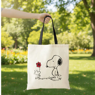 Peanuts   Snoopy & Woodstock Rood & Zwart Tote Bag