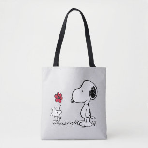 Peanuts   Snoopy & Woodstock Rood & Zwart Tote Bag