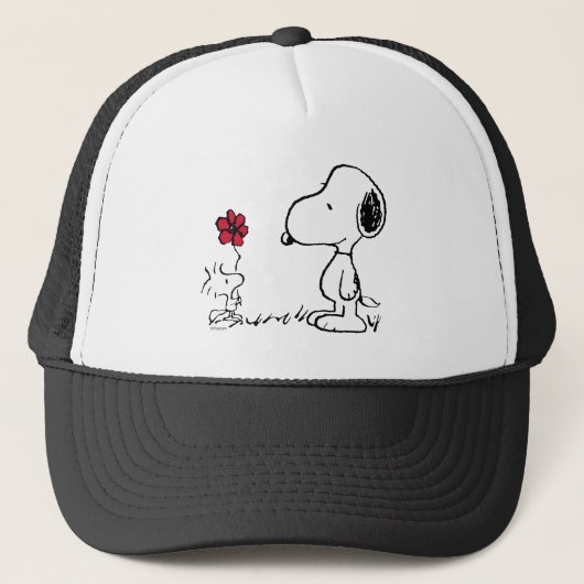 Peanuts | Snoopy & Woodstock Rood & Zwart Trucker Pet (Voorkant)