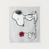 Peanuts | Snoopy & Woodstock Rood & Zwart Wandkleed (Voorkant)