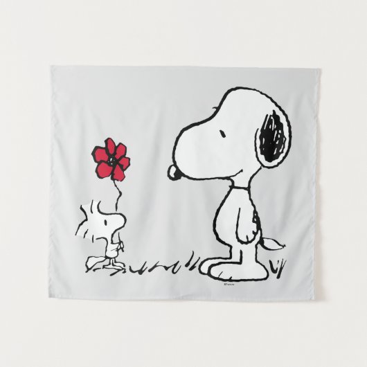 Peanuts | Snoopy & Woodstock Rood & Zwart Wandkleed (Voorkant (horizontaal))