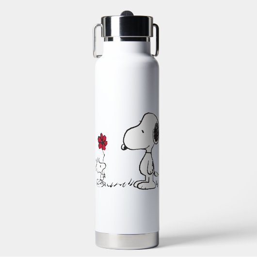 Peanuts | Snoopy & Woodstock Rood & Zwart Waterfles (Voorkant)