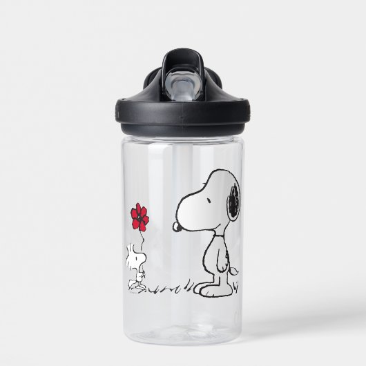 Peanuts | Snoopy & Woodstock Rood & Zwart Waterfles (Voorkant)