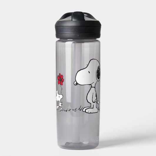 Peanuts | Snoopy & Woodstock Rood & Zwart Waterfles (Voorkant)