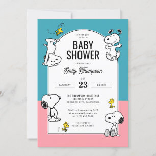 Peanuts Snoopy & Woodstock Roze & Blauw Baby showe Kaart