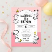 Peanuts Snoopy & Woodstock Roze Verjaardag Kaart