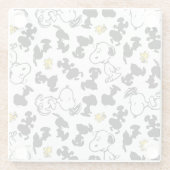 Peanuts | Snoopy & Woodstock Schaduwpatroon Glazen Onderzetter (Achterkant)