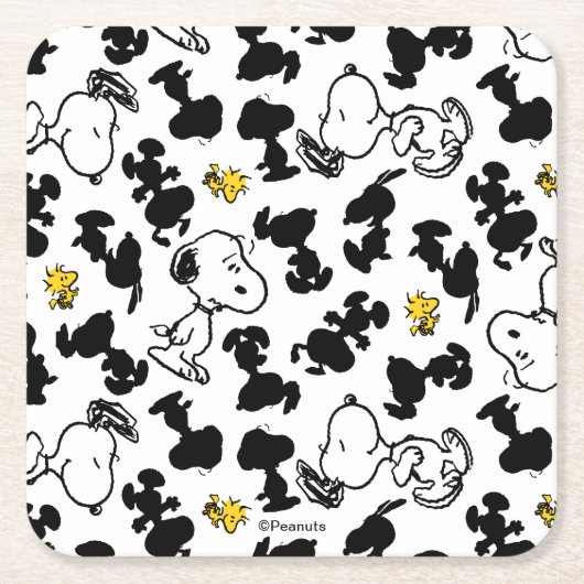 Peanuts | Snoopy & Woodstock Schaduwpatroon Kartonnen Onderzetters (Voorkant)