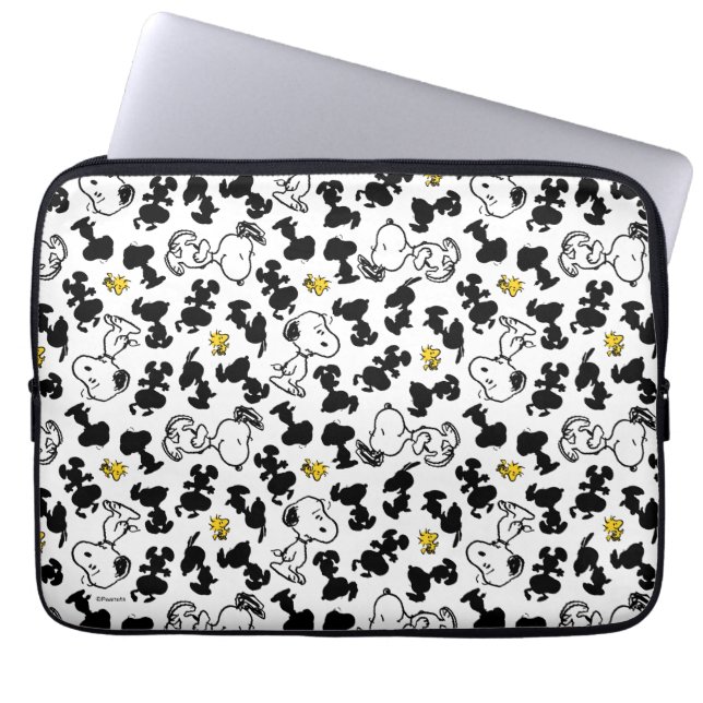 Peanuts | Snoopy & Woodstock Schaduwpatroon Laptop Sleeve (Voorkant)