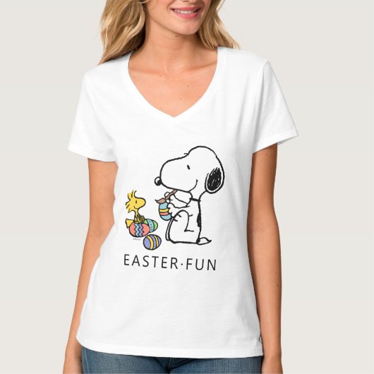 Peanuts | Snoopy & Woodstock Schilderij Eieren T-shirt (Voorkant)