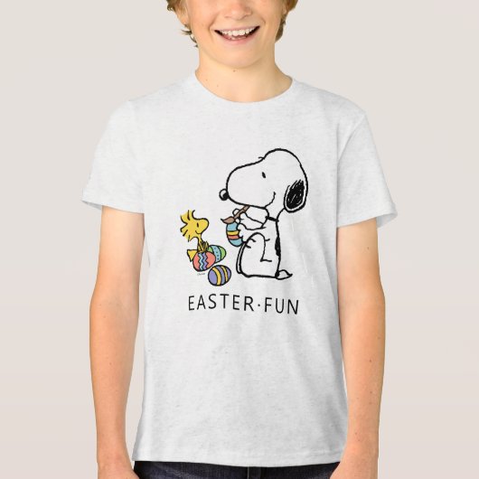 Peanuts | Snoopy & Woodstock Schilderij Eieren Tri-Blend Shirt (Voorkant)