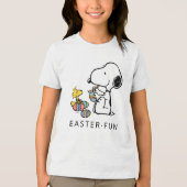 Peanuts | Snoopy & Woodstock Schilderij Eieren Tri-Blend Shirt (Voorkant)