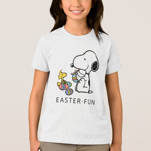Peanuts | Snoopy & Woodstock Schilderij Eieren Tri-Blend Shirt (Voorkant)