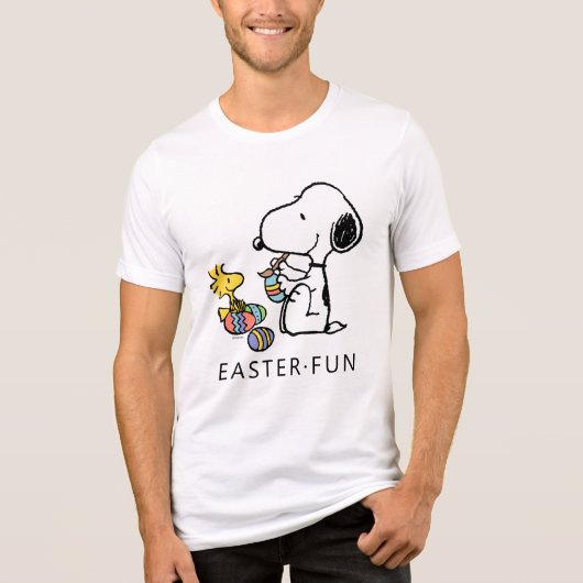 Peanuts | Snoopy & Woodstock Schilderij Eieren Tri-Blend Shirt (Voorkant)