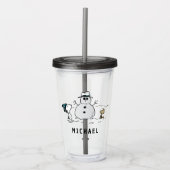 Peanuts | Snoopy & Woodstock Sneeuwman | Naam toev Acryl Drinkbeker (Voorkant)