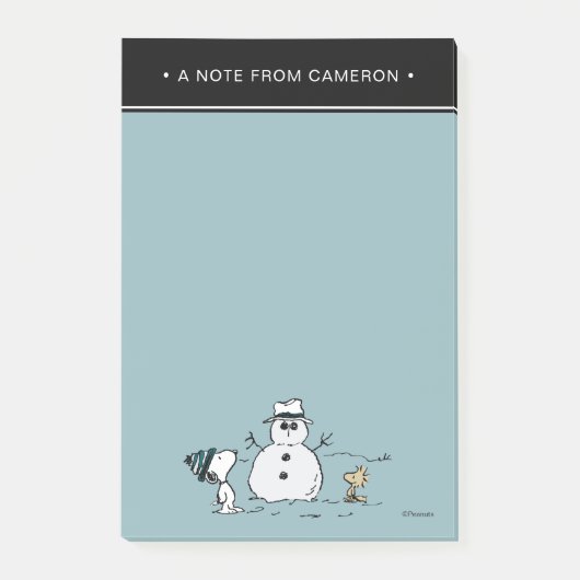 Peanuts | Snoopy & Woodstock Sneeuwman | Naam toev Post-it® Notes (Voorkant)