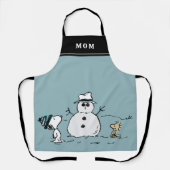 Peanuts | Snoopy & Woodstock Sneeuwman | Naam toev Schort (Voorkant)