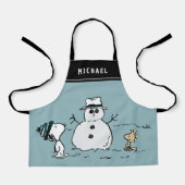 Peanuts | Snoopy & Woodstock Sneeuwman | Naam toev Schort (Voorkant)