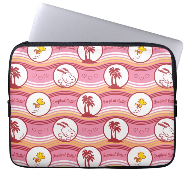 Peanuts | Snoopy & Woodstock Tropische Cutie Laptop Sleeve (Voorkant)