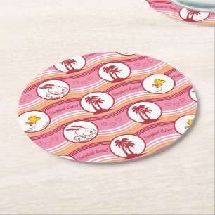 Peanuts   Snoopy & Woodstock Tropische Cutie Ronde Kartonnen Onderzetter