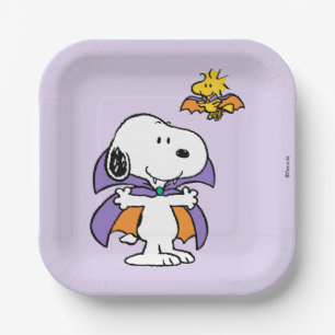 Peanuts Snoopy Woodstock Vampier Halloween Papieren Bordje