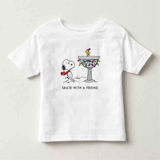 Peanuts | Snoopy & Woodstock Versierd Vogelbad Kinder Shirts (Voorkant)