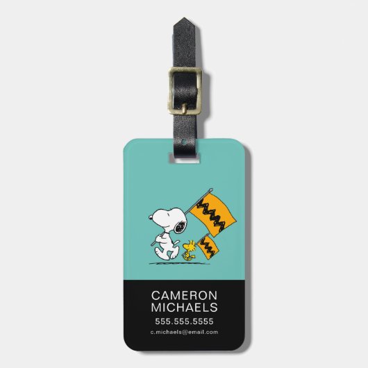 Peanuts | Snoopy & Woodstock Vlaggen Bagagelabel (Voorkant verticaal)