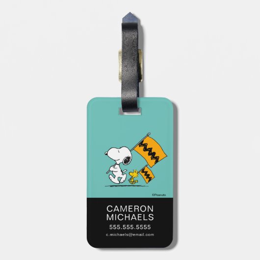 Peanuts | Snoopy & Woodstock Vlaggen Bagagelabel (Achterkant verticaal)