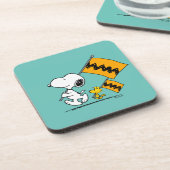 Peanuts | Snoopy & Woodstock Vlaggen Bier Onderzetter (Linkerzijde)