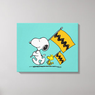 Peanuts   Snoopy & Woodstock Vlaggen Canvas Afdruk