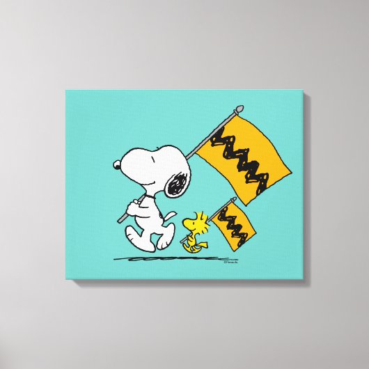 Peanuts | Snoopy & Woodstock Vlaggen Canvas Afdruk (Voorkant)