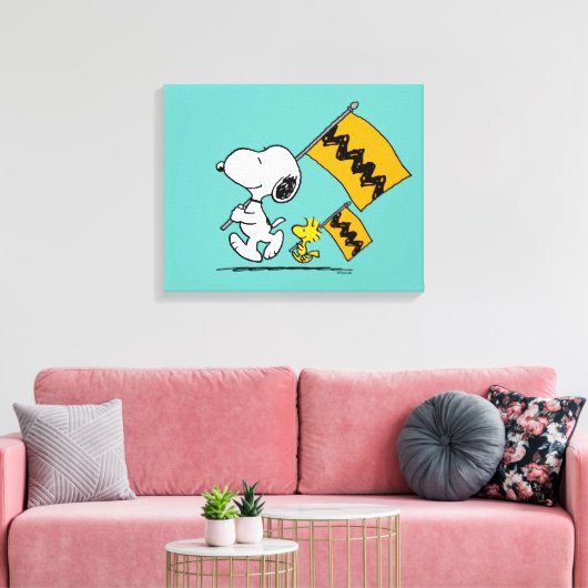 Peanuts | Snoopy & Woodstock Vlaggen Canvas Afdruk (Insitu (Woonkamer))