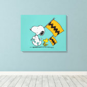 Peanuts | Snoopy & Woodstock Vlaggen Canvas Afdruk (Insitu (Houten vloer))