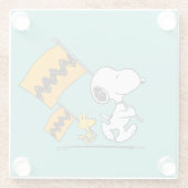 Peanuts | Snoopy & Woodstock Vlaggen Glazen Onderzetter (Achterkant)