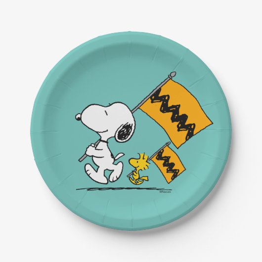 Peanuts | Snoopy & Woodstock Vlaggen Papieren Bordje (Voorkant)